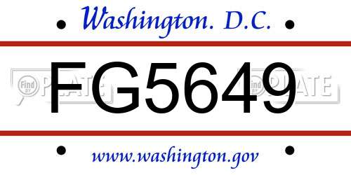FG5649 District Of Columbia License Plate