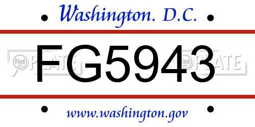 FG5943 District Of Columbia License Plate