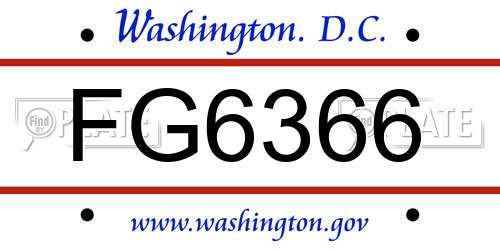 FG6366 District Of Columbia License Plate
