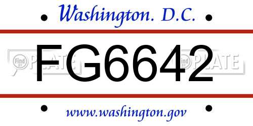 FG6642 District Of Columbia License Plate