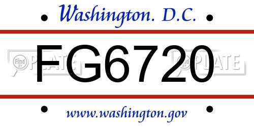 FG6720 District Of Columbia License Plate