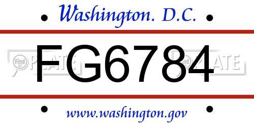 FG6784 District Of Columbia License Plate