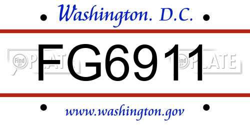 FG6911 District Of Columbia License Plate