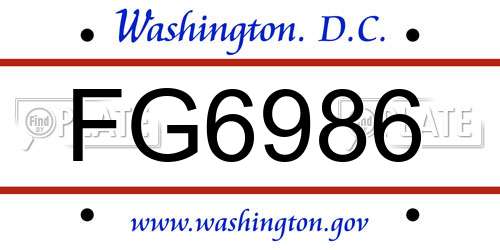 FG6986 District Of Columbia License Plate