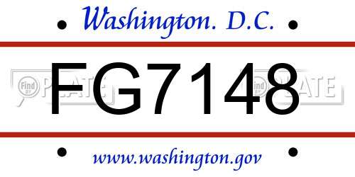 FG7148 District Of Columbia License Plate