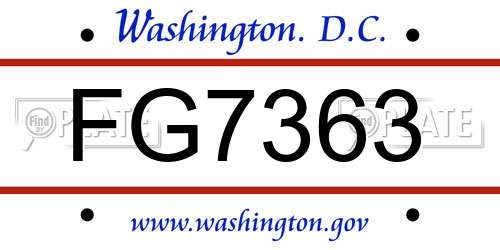 FG7363 District Of Columbia License Plate