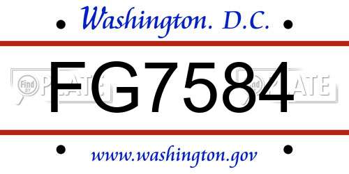 FG7584 District Of Columbia License Plate