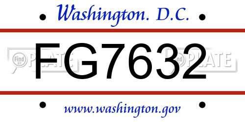 FG7632 District Of Columbia License Plate
