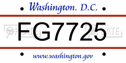 FG7725 District Of Columbia License Plate