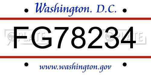 FG78234 District Of Columbia License Plate