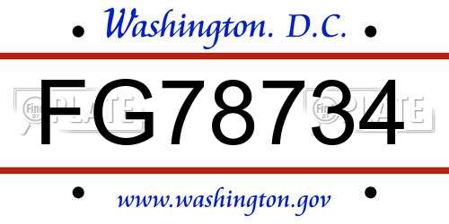 FG78734 District Of Columbia License Plate
