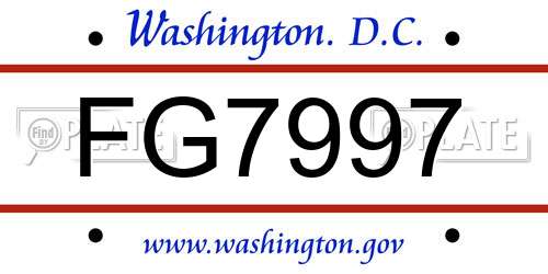 FG7997 District Of Columbia License Plate