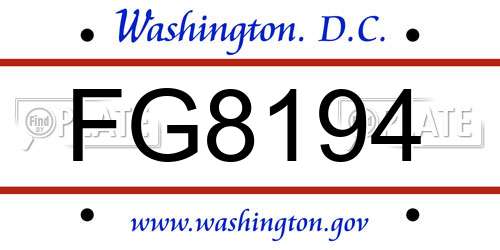 FG8194 District Of Columbia License Plate
