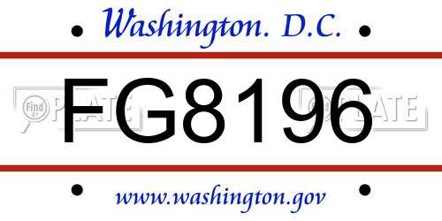 FG8196 District Of Columbia License Plate