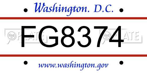FG8374 District Of Columbia License Plate