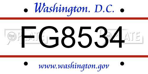 FG8534 District Of Columbia License Plate
