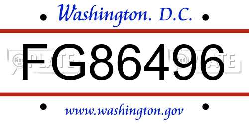 FG86496 District Of Columbia License Plate