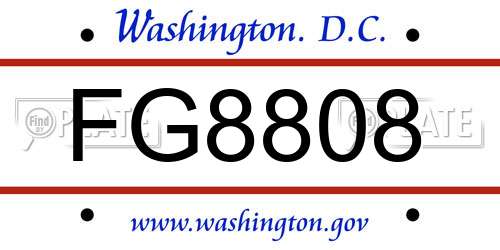 FG8808 District Of Columbia License Plate