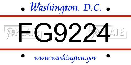 FG9224 District Of Columbia License Plate