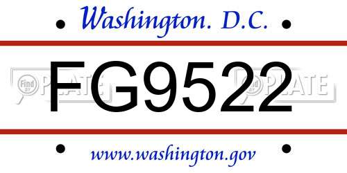 FG9522 District Of Columbia License Plate
