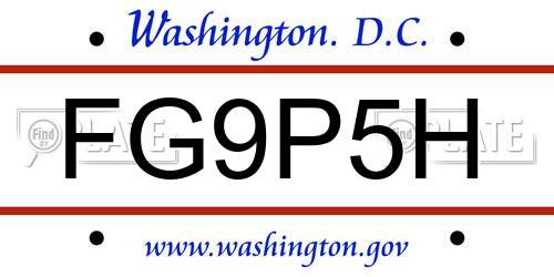 FG9P5H District Of Columbia License Plate