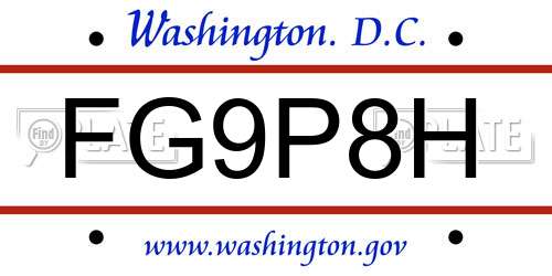 FG9P8H District Of Columbia License Plate