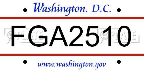 FGA2510 District Of Columbia License Plate