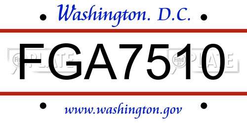 FGA7510 District Of Columbia License Plate