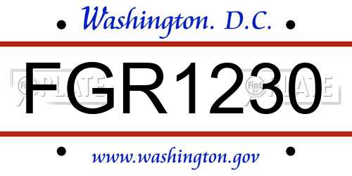 FGR1230 District Of Columbia License Plate