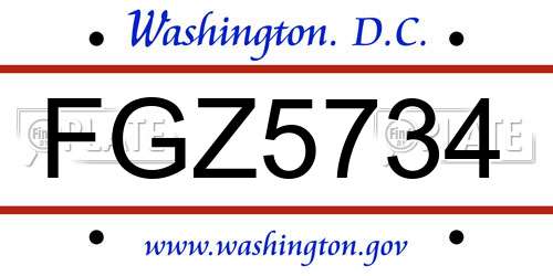 FGZ5734 District Of Columbia License Plate