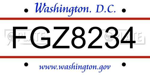 FGZ8234 District Of Columbia License Plate