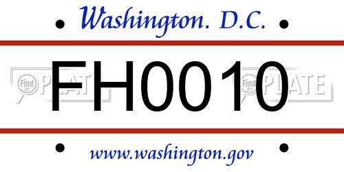 FH0010 District Of Columbia License Plate