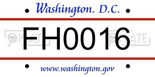 FH0016 District Of Columbia License Plate