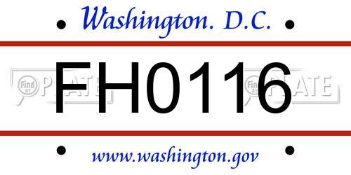 FH0116 District Of Columbia License Plate