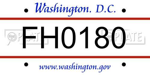 FH0180 District Of Columbia License Plate
