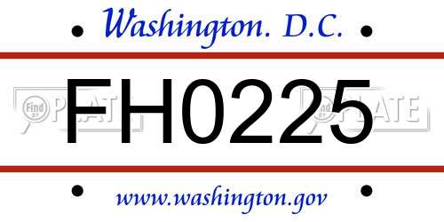 FH0225 District Of Columbia License Plate