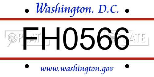 FH0566 District Of Columbia License Plate