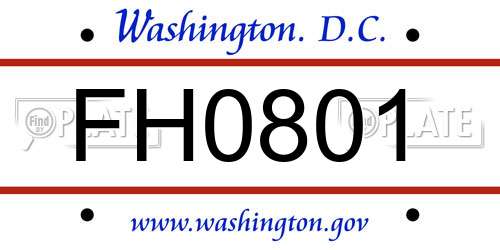 FH0801 District Of Columbia License Plate