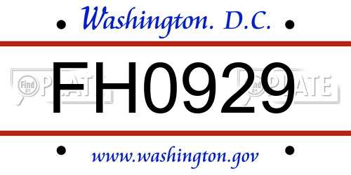 FH0929 District Of Columbia License Plate