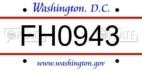 FH0943 District Of Columbia License Plate