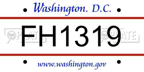 FH1319 District Of Columbia License Plate