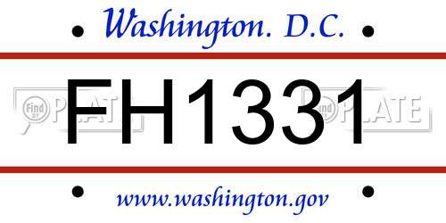 FH1331 District Of Columbia License Plate