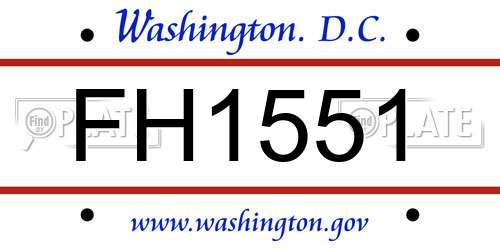 FH1551 District Of Columbia License Plate