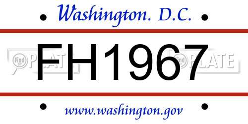 FH1967 District Of Columbia License Plate