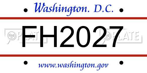 FH2027 District Of Columbia License Plate