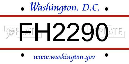 FH2290 District Of Columbia License Plate