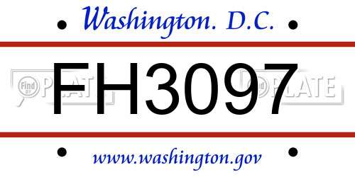 FH3097 District Of Columbia License Plate