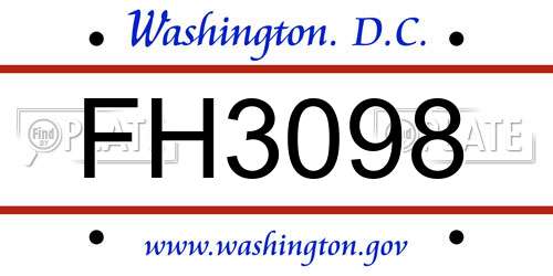 FH3098 District Of Columbia License Plate