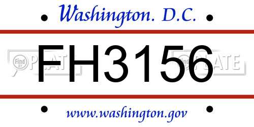 FH3156 District Of Columbia License Plate