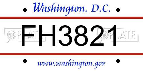 FH3821 District Of Columbia License Plate